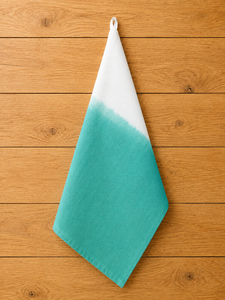 Essuie-tout de cuisine en lin turquoise ombré |   Essuie-tout en lin teinté dégradé |   Serviette de cuisine en lin de qualité supérieure |   Maison Moderne - Product Image 4