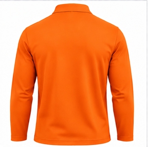 Polo de Manga Larga para Hombre, Color Sólido, Corte Regular, Cuello con Botones, Color Naranja - Product Image 2