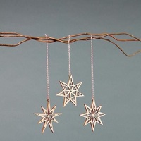 Ensemble d'ornements suspendus en métal en forme d'étoile, design géométrique, décoration rustique de Noël pour la maison, sculpture murale, thème de Noël, décoration de salon