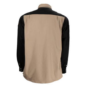 Chemise de travail à manches longues pour homme, couleur beige et noire, avec poches poitrine, en coton respirant, uniforme de travail - Product Image 4