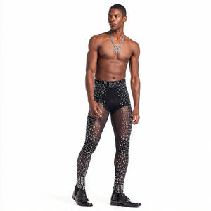 Leggings Transparentes de Malla con Pedrería de Alta Calidad para Hombre, Cintura Elástica, Brillantes - Product Image 4