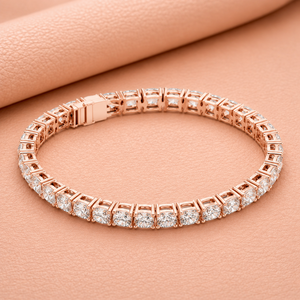 Round Cut Diamond Tennis <b>Bracelet</b> White <b>Gold</b> Rose <b>Gold</b> Yellow <b>Gold</b> Bridal Jewelry <b>Adjustable</b> Chain Gift - Product Image 1