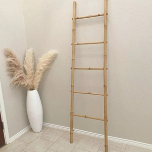 Bamboo Wooden Loft <b>Ladder</b> Antique Decorative Brown and yellow color Bamboo Climbs <b>Ladder</b> for towel rack - Product Image 1