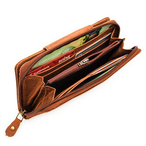 Suede Long <b>Wallet</b> With <b>Zipper</b> And Hasp Closure Vintage Style Unisex Brown Leather <b>Wallet</b> Daily Use Durable Design - Product Image 4