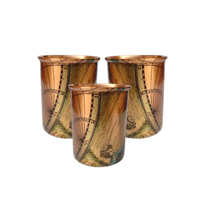 Gobelet en cuivre à motif de carte ancienne, tasse à boisson en métal vintage sur le thème du voyage, récipient décoratif pour café, bar, maison, restaurant - Product Image 1