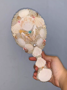 Seashell mirror natural seashell and resin frame material for vanity decoration home interior accent Vietnam supplier - Product Image 4