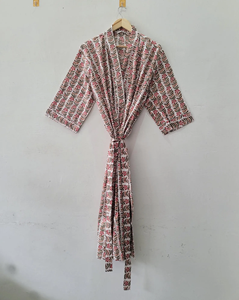 ชุดกิโมโนผ้าฝ้ายพิมพ์ลายดอกไม้สุดหรูหรา สไตล์ดั้งเดิม งานฝีมือประณีต ชุดลำลองใส่สบาย ระบายอากาศได้ดี เหมาะสำหรับฤดูร้อน ชุดนอนผู้หญิงลำลอง - Product Image 3