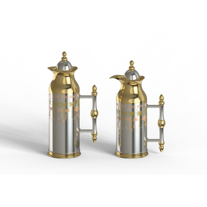 Thermos unique en acier inoxydable avec motif floral et poignée en bois, isolé pour la cuisine et la table - Product Image 3