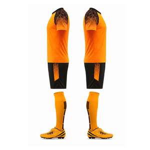 Conjunto de Camiseta de Fútbol para Hombre, Manga Corta, Naranja y Negro, Estampado Geométrico Sublimado, Uniforme Deportivo Transpirable que Absorbe la Humedad - Product Image 2