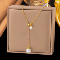 Chaîne de collier en forme de goutte d'eau sertie de diamants en acier inoxydable PVD YWXS, vente en gros pour femmes