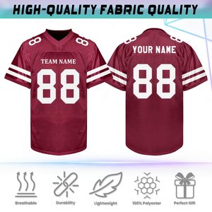 เสื้อฟุตบอลอเมริกันดีไซน์ใหม่สำหรับผู้ชาย แบบสั่งทำพิเศษ แขนสั้น ระบายอากาศได้ดี แห้งเร็ว ผลิตจากโพลีเอสเตอร์ 100% - Product Image 2