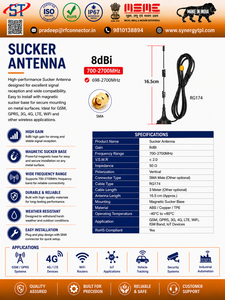 Antena Magnética Vertical de 8dBi con Ventosa, 700-2700MHz, para Conector Macho RG174, Alta Ganancia, WiFi 4G LTE Inalámbrico - Product Image 1