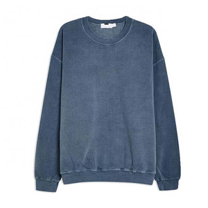 Sweat-shirt oversize à col rond, couleur unie, en coton tricoté, unisexe, décontracté, effet délavé soleil, pour l'hiver - Product Image 5