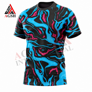 <b>Men's</b> Short Sleeve Sublimation Printed T-<b>Shirt</b> <b>Black</b> Blue Pink Abstract Pattern Quick Dry <b>Slim</b> <b>Fit</b> Sporty O-Neck Polyester - Product Image 2