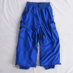Pantalones de esquí impermeables azules para hombre con cintura con cordón y bolsillos tipo cargo, ropa deportiva para exteriores - Product Image 1