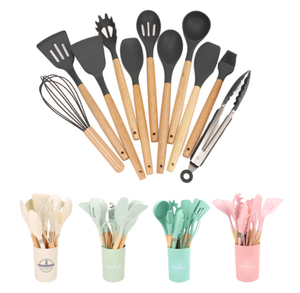 Ensemble d'ustensiles antiadhésifs élégants, parfaits pour la friture, la cuisson, le service et la cuisson saine sans huile - Product Image 1