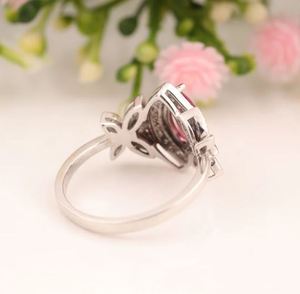 Anillo de Mariposa Vintage de Lujo para Mujer, en Plata de Ley Chapada en Oro de 14K, con Turmalina Rosa Natural de Corte Marquesa y Halo - Product Image 3