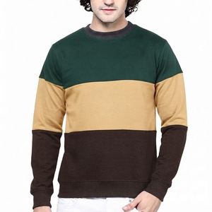 Sudadera de Cuello Redondo para Hombre, Personalizada, 100% Algodón, Diseño Color Block, Corte Regular, Tejido de Punto, Estilo Casual Urbano, Otoño Invierno - Product Image 1