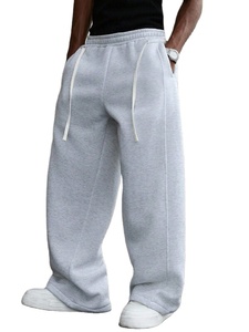 Light Grey men <b>Jogger</b> pants washed <b>Oversized</b> <b>Jogger</b> pants with Long Drawstring Wide Leg Elastic Waist Loose Fit Streetwear 2026 - Product Image 4