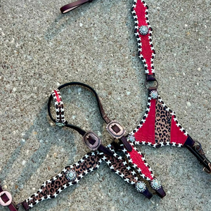 Juego de cabezada y pechera de lujo para caballo, de cuero PU con ribete de puntada, embalaje en bolsa con cremallera de poliéster, International HORZE N - Product Image 1