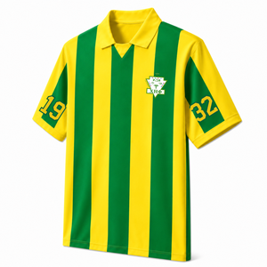 Maillot de football personnalisé Chi Eta Phi à manches courtes avec logo sur le devant, chemise en polyester rayée verte et jaune pour femme - Product Image 2