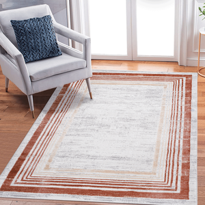 Collection MARFI Tapis de sol bordé marron/ivoire 8x10, ensemble élégant pour la décoration intérieure - Product Image 1