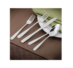 Ensemble de couverts élégants en acier inoxydable argenté, finition lisse, pour dîners de luxe, événements spéciaux et restaurants. - Product Image 1