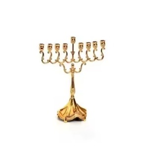 Support de bougie Menorah en métal de style décoratif, chandelier juif pour Hanouka, décoration d'intérieur - Product Image 1