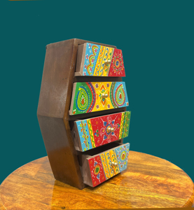Mini commode en bois peinte à la main, colorée, faite à la main, organisateur de rangement décoratif, coffre de table pour la décoration intérieure - Product Image 2