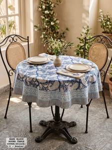 Best Quality Hand Block Printed Round <b>Table</b> <b>Cover</b> 45 Inch Linen Cotton Floral Pattern Classic Style Washable Home Use - Product Image 1