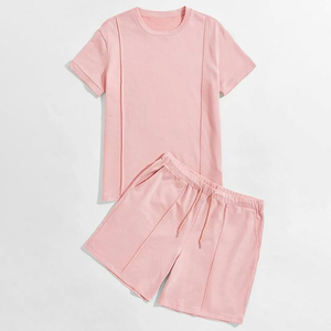 Conjunto de 2 Piezas de Camiseta de Algodón 100% de Moda, Estilo Casual, Ecológico, para Verano, con Costuras en Contraste, Estilo Hip Hop para Hombre - Product Image 4