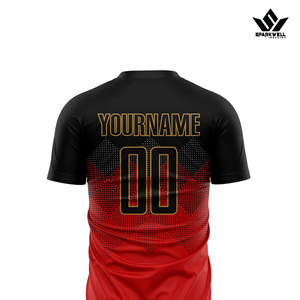 Camiseta de Fútbol SPARKWELL para Hombre, Manga Corta, Sublimada, Roja y Negra, Absorbe la Humedad, Nombre y Número Personalizables, Corte Atlético - Product Image 6