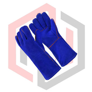 Guantes de Trabajo de Cuero Azul para Soldadura, con Puño de Seguridad, Antivibración, Anticorte, Resistentes al Calor y al Fuego, Textura Suave - Product Image 4