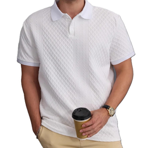 Polo de Manga Corta de Punto Blanco para Hombre con Logotipo Personalizado, con Patrón Geométrico, Informal, Transpirable, de Algodón - Product Image 2