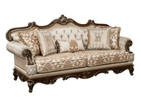 Ensemble de canapés Chesterfield de luxe en bois de teck massif, style moderne du milieu du siècle, 6 places, en tissu écologique, pour appartement, centre commercial, hôtel