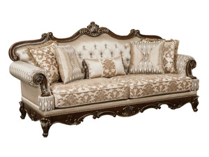 Juego de Sofás Chesterfield de Madera de Teca Sólida de Lujo, Estilo Moderno de Mediados de Siglo, 6 Plazas, Tapizado en Tela, Ecológico, para Apartamentos y Hoteles - Product Image 5