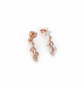 ต่างหูทรงหยดน้ำดีไซน์ใบไม้ประดับเพชร ต่างหูเพชรแบบห้อย 14K ทองคำแท้ เพชรเพาะเลี้ยงในห้องปฏิบัติการ ต่างหูทรงหยดน้ำสำหรับงานแต่งงานที่ได้รับแรงบันดาลใจจากธรรมชาติ - Product Image 5