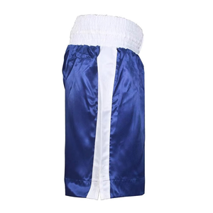 Men Blue Satin Boxing Shorts Regular Fit Adult Size Martial Arts Wear Stretch <b>Polyester</b> Material - Product Image 6