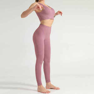 Nouvel ensemble de yoga 2 pièces personnalisé en Spandex/Nylon pour femmes, taille haute élastique sans couture, faible MOQ, nouvelle arrivée 2026 - Product Image 4
