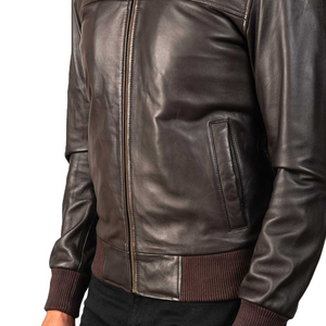 Veste en cuir de haute qualité pour hommes, grande taille, col montant, avec capuche et poches décoratives, pour usage extérieur, vente en gros - Product Image 5