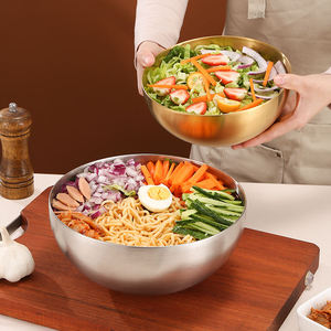 ชามสลัดสไตล์เกาหลีขายดี ชามอาหารเรเมน ชามซุปสแตนเลสสำหรับเตรียมสลัด - Product Image 1