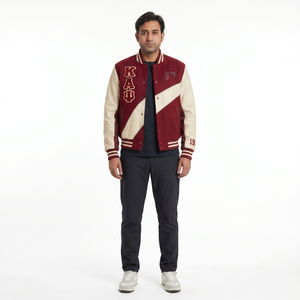 Veste universitaire sur mesure pour homme, en laine Melton, manches en cuir véritable, style Letterman, manteau de baseball, taille 3XL, fournisseur en gros - Product Image 1