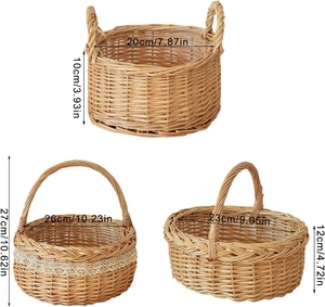 Cesta de Almacenamiento de Ratán Natural Hecha a Mano con Asas - Organizador de Escritorio Ecológico para Cocina y Decoración del Hogar - Product Image 5