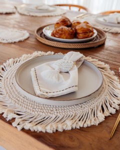 Minimal <b>White</b> Macrame Napkin Ring Suitable For Party Restaurant Hotel Cafe <b>Dining</b> <b>Table</b> And Elegant <b>Table</b> Decor Accessory - Product Image 5