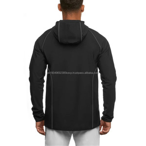 OEM Plain 14 Zipper Elástico Sudadera con capucha Casual Gym Running Thin fabricante Logotipo personalizado Outwear media cremallera Hombres HoodiesDDP Envío - Product Image 3