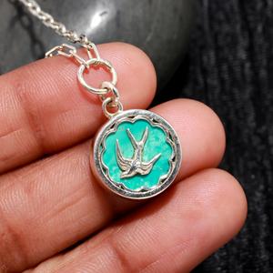 Gorgeous Turquoise Round Shape Gemstone 925 Solid Sterling <b>Silver</b> ODM <b>Charm</b> Pendant Handmade Bezel Setting OEM Fine Jewelry - Product Image 2