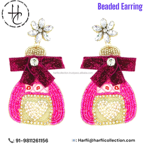 Boucles d'oreilles artisanales en perles de rocaille, style bohème ethnique, bijoux Saint-Valentin pour femme, boucles d'oreilles pendantes brodées de perles, cadeau - Product Image 5