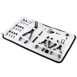 Kit d'outils pour extensions de cheveux de couleur noire comprenant un crochet de traction et des ciseaux de coupe pour les doigts, des microbilles, une pince à presser et à retirer, un coupeur - Product Image 1