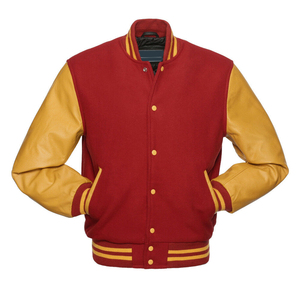 Men's <b>Winter</b> <b>Waterproof</b> Breathable Wool Varsity <b>Jacket</b> Custom Embroidered Logos Orange Leather & Wool Fabric Cotton Filled - Product Image 4
