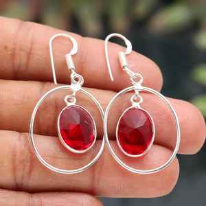 Boucles d'oreilles en grenat, argent sterling 925, pierre précieuse naturelle, bijoux faits à la main pour femmes, vente en gros - Product Image 5